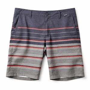 NITROUS BLACK Board Short Sz 32 Black Striped Swim Beach Vacation Resort Coastal